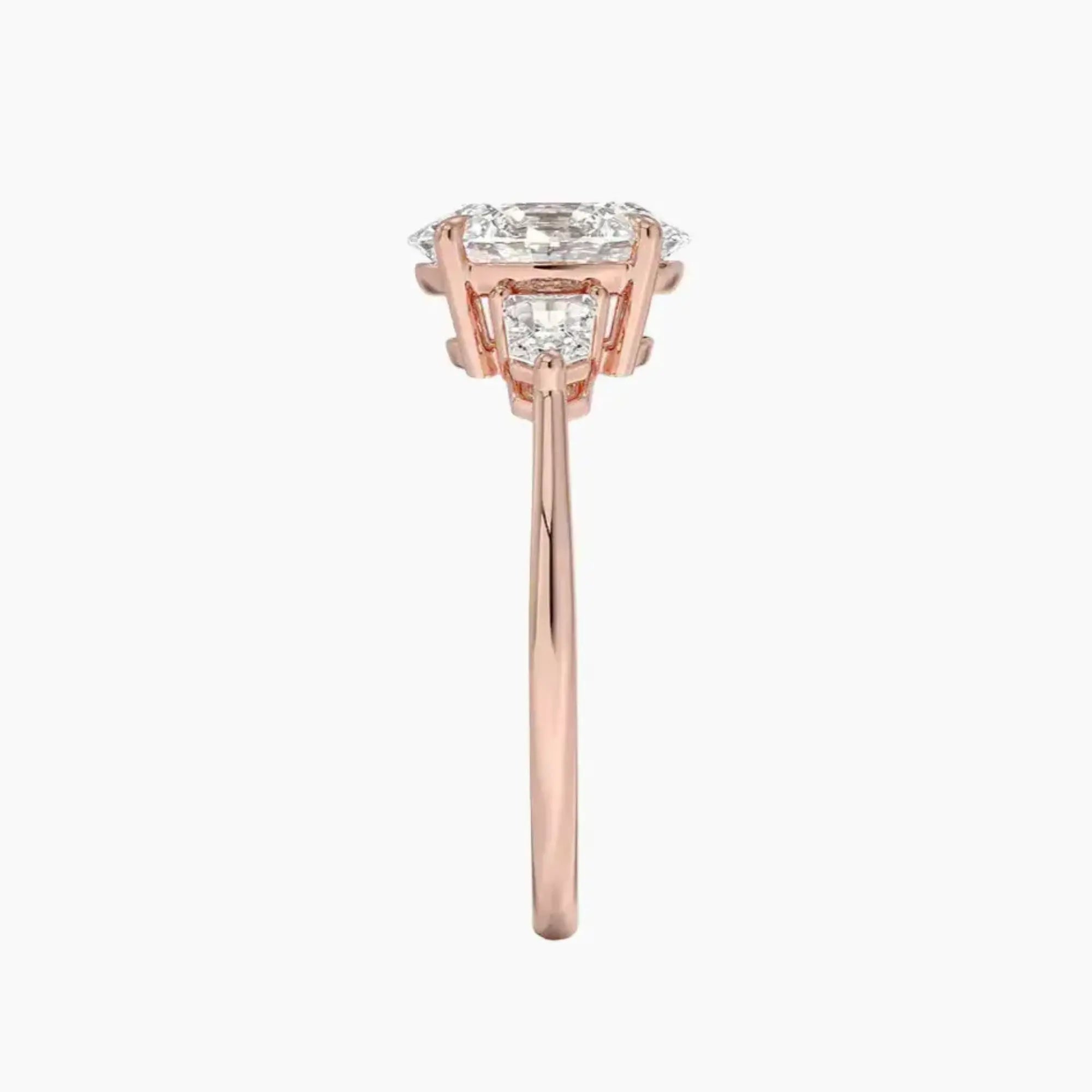 Thalassa Oval Three Stone 2.5 Carat Lab Grown Diamond Engagement Ring in 14K Yellow Gold