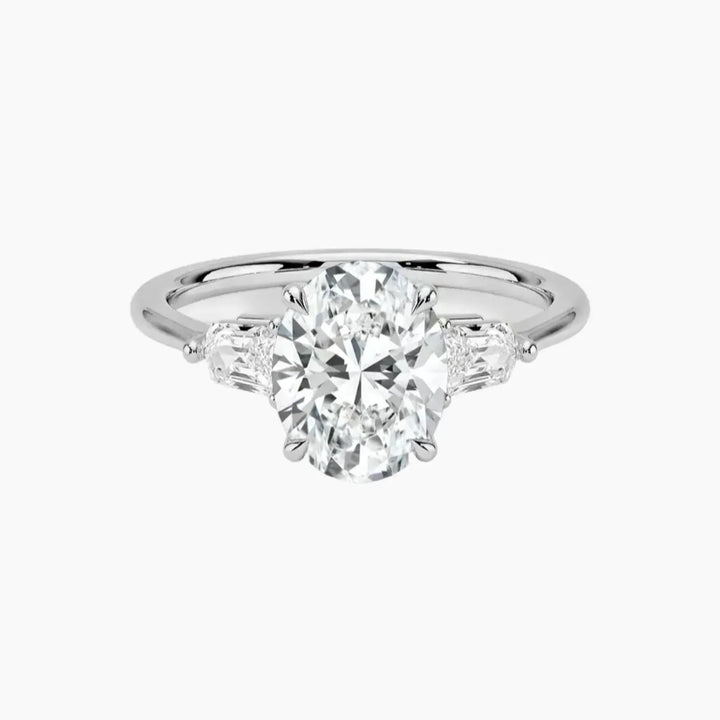 Thalassa Oval Three Stone 2 Carat Lab Grown Diamond Engagement Ring in 14K White Gold