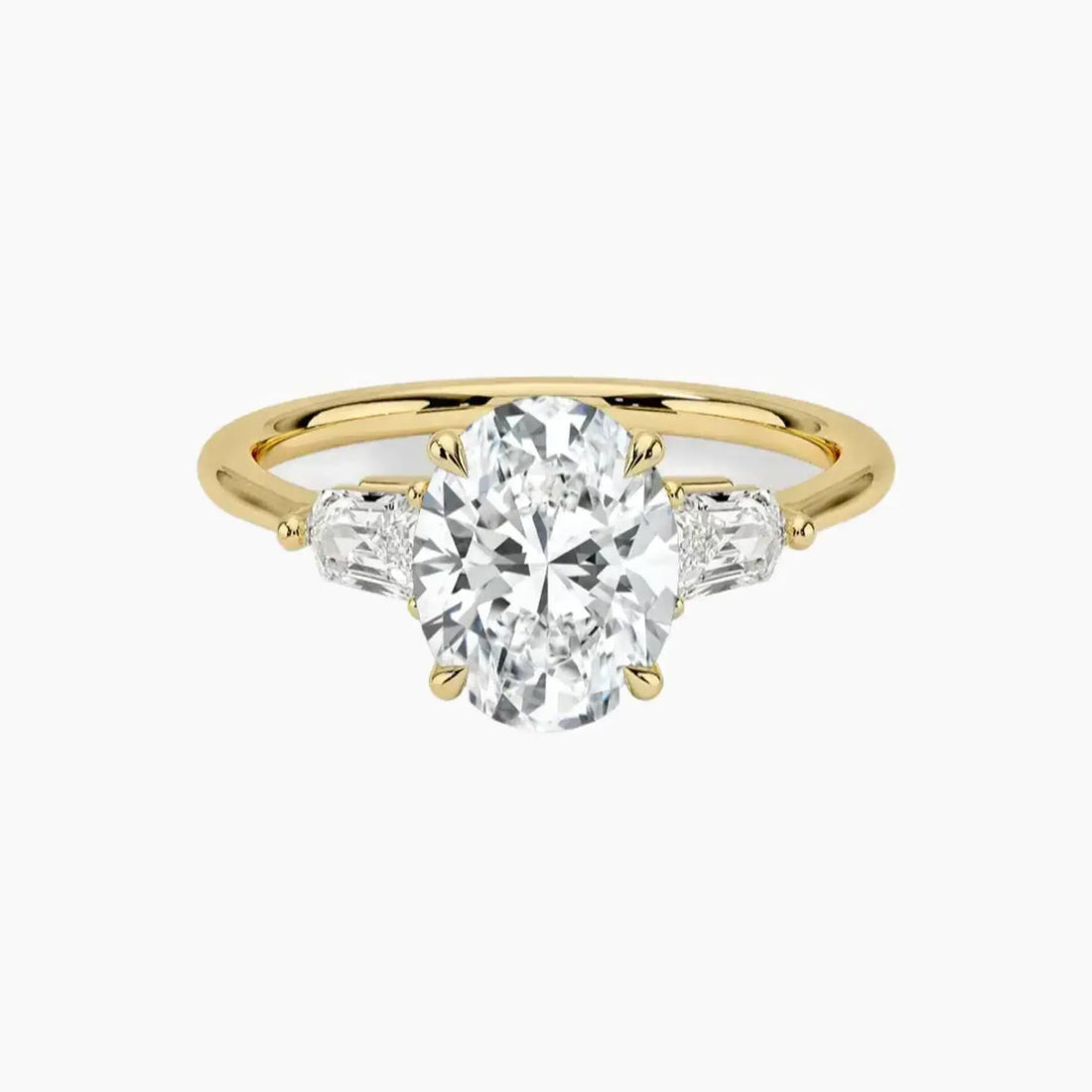 Thalassa Oval Three Stone Diamond Ring Setting in 18K Yellow Gold
