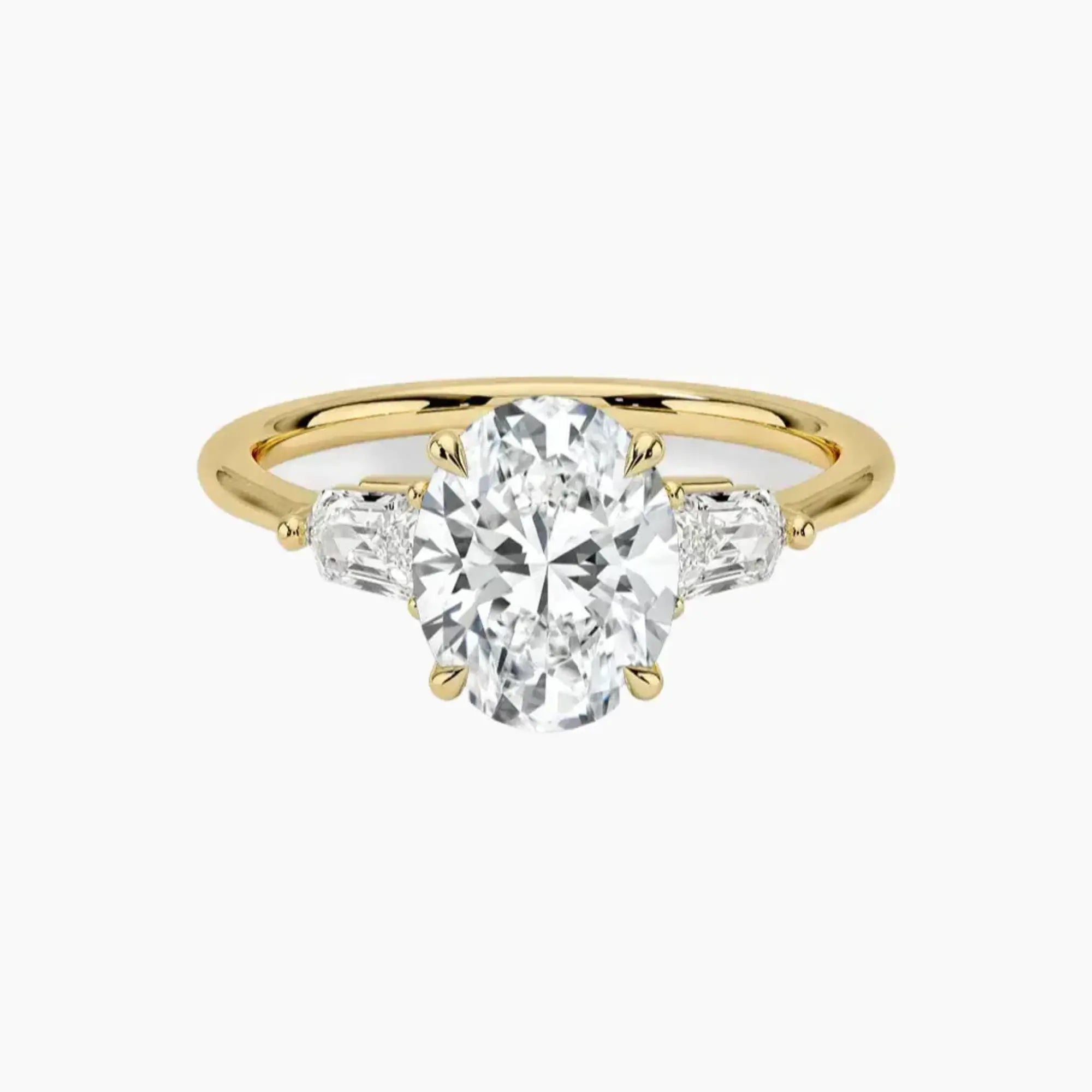 Thalassa Oval Three Stone 3 Carat Lab Grown Diamond Engagement Ring in 14K White Gold