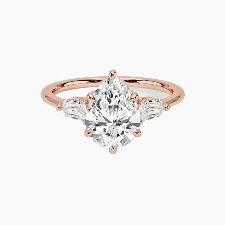 Thalassa Pear Three Stone 2 Carat Lab Grown Diamond Engagement Ring in 14K Rose Gold