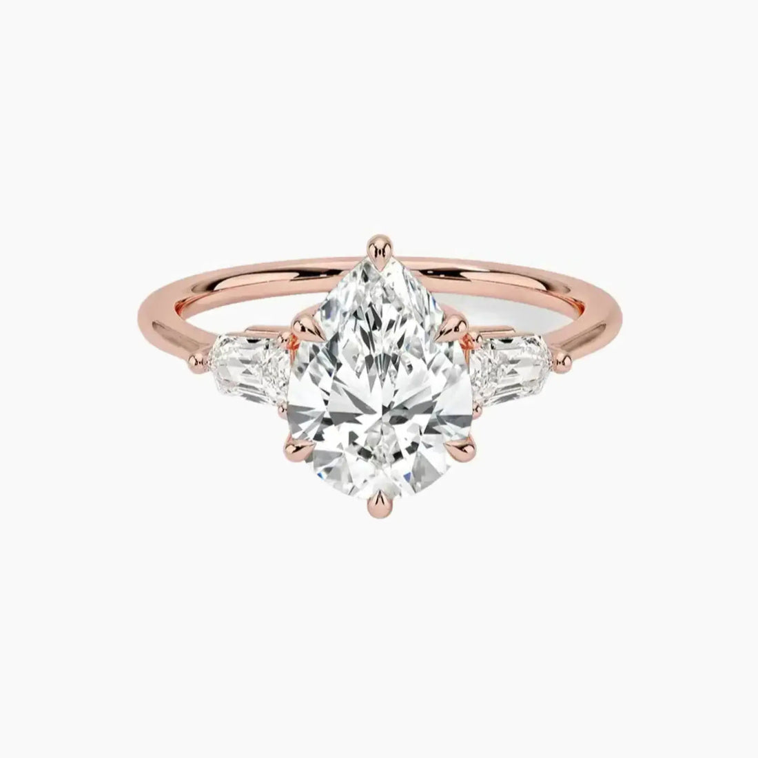Thalassa Pear Three Stone 2.5 Carat Lab Grown Diamond Engagement Ring in 14K Yellow Gold