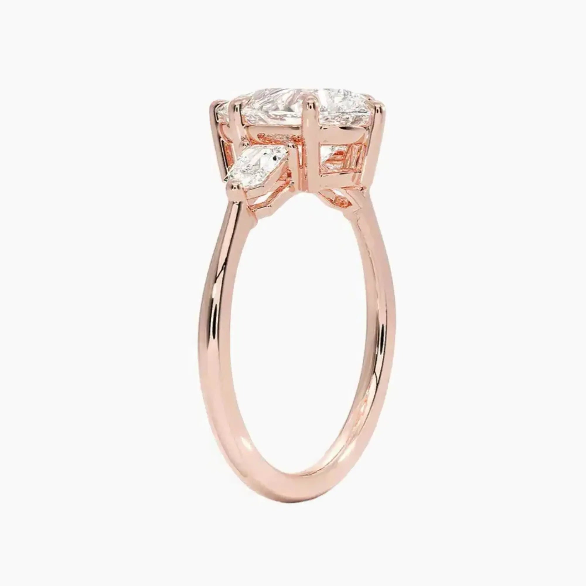 Thalassa Pear Three Stone 1 Carat Lab Grown Diamond Engagement Ring in 18K Rose Gold