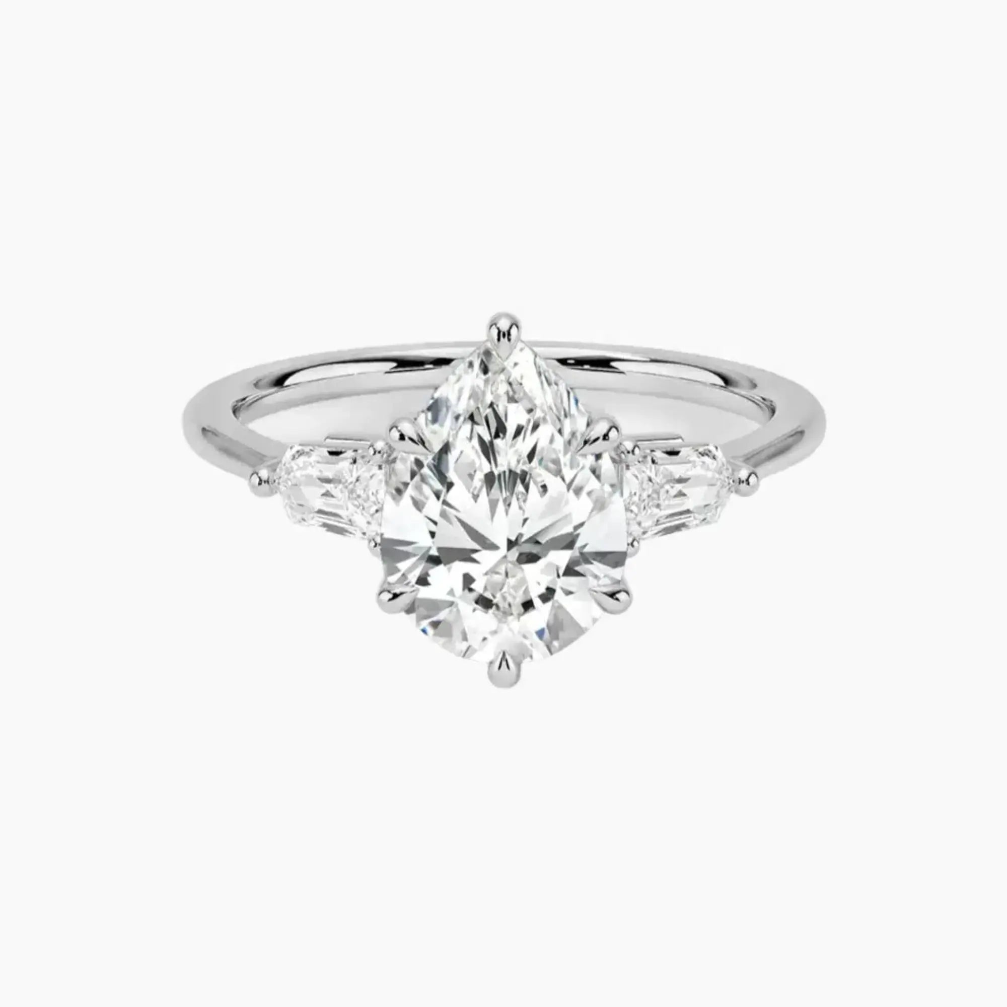 Thalassa Pear Three Stone 3 Carat Lab Grown Diamond Engagement Ring in 14K White Gold