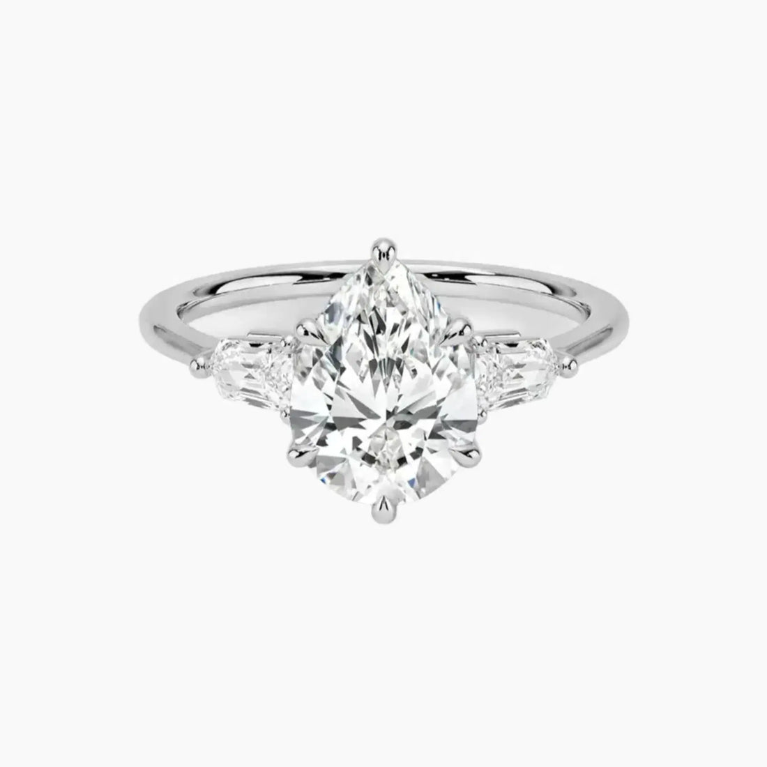 Thalassa Pear Three Stone 2 Carat Lab Grown Diamond Engagement Ring in 18K White Gold
