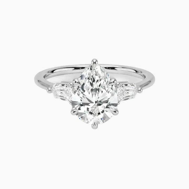 Thalassa Pear Three Stone 2 Carat Lab Grown Diamond Engagement Ring in 18K White Gold