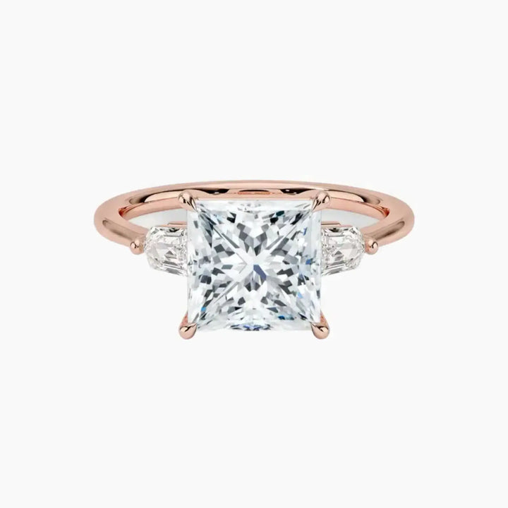 Thalassa Princess Three Stone 2.5 Carat Lab Grown Diamond Engagement Ring in 14K Rose Gold