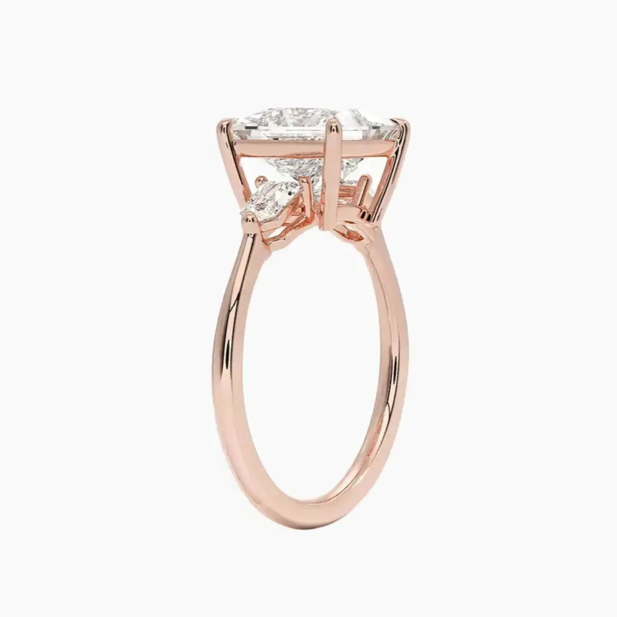 Thalassa Princess Three Stone 1.5 Carat Lab Grown Diamond Engagement Ring in 18K Rose Gold