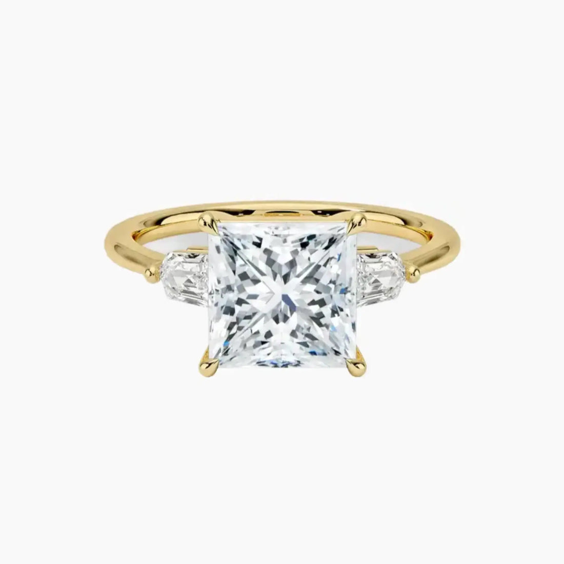 Thalassa Princess Three Stone 1 Carat Lab Grown Diamond Engagement Ring in 18K Yellow Gold