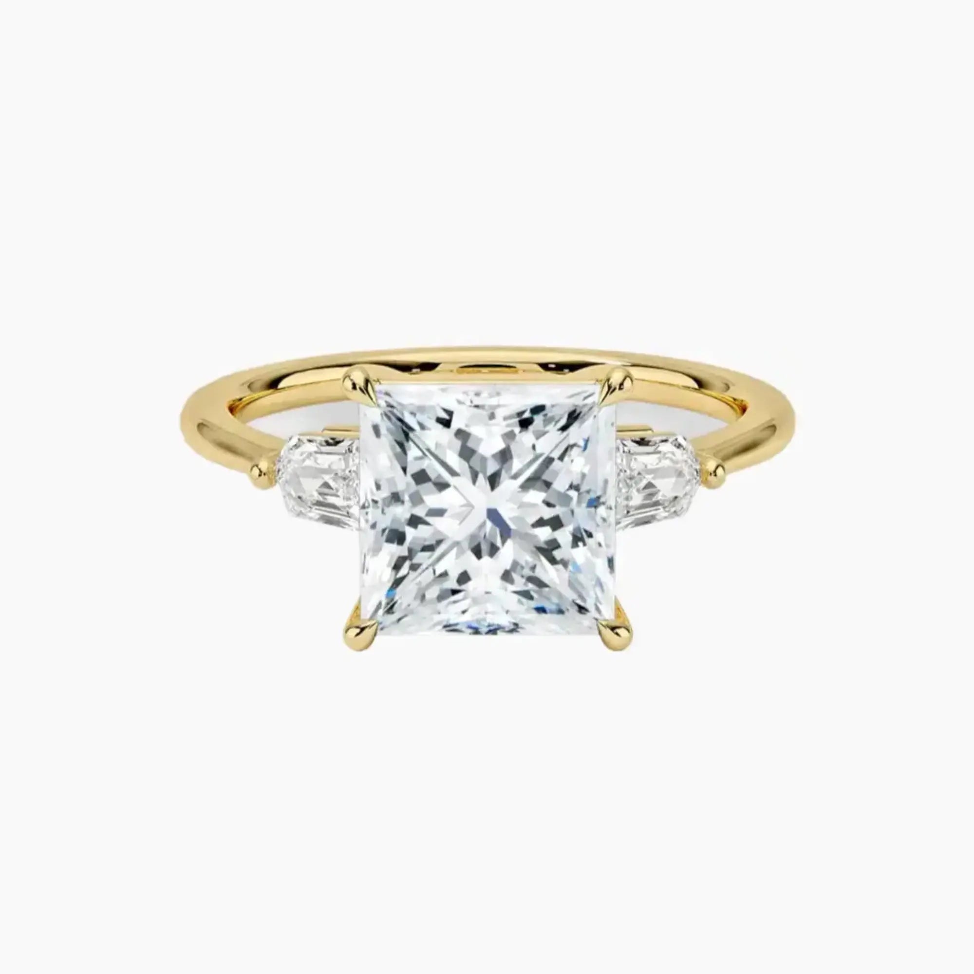 Thalassa Princess Three Stone Diamond Ring Setting in 14K Yellow Gold