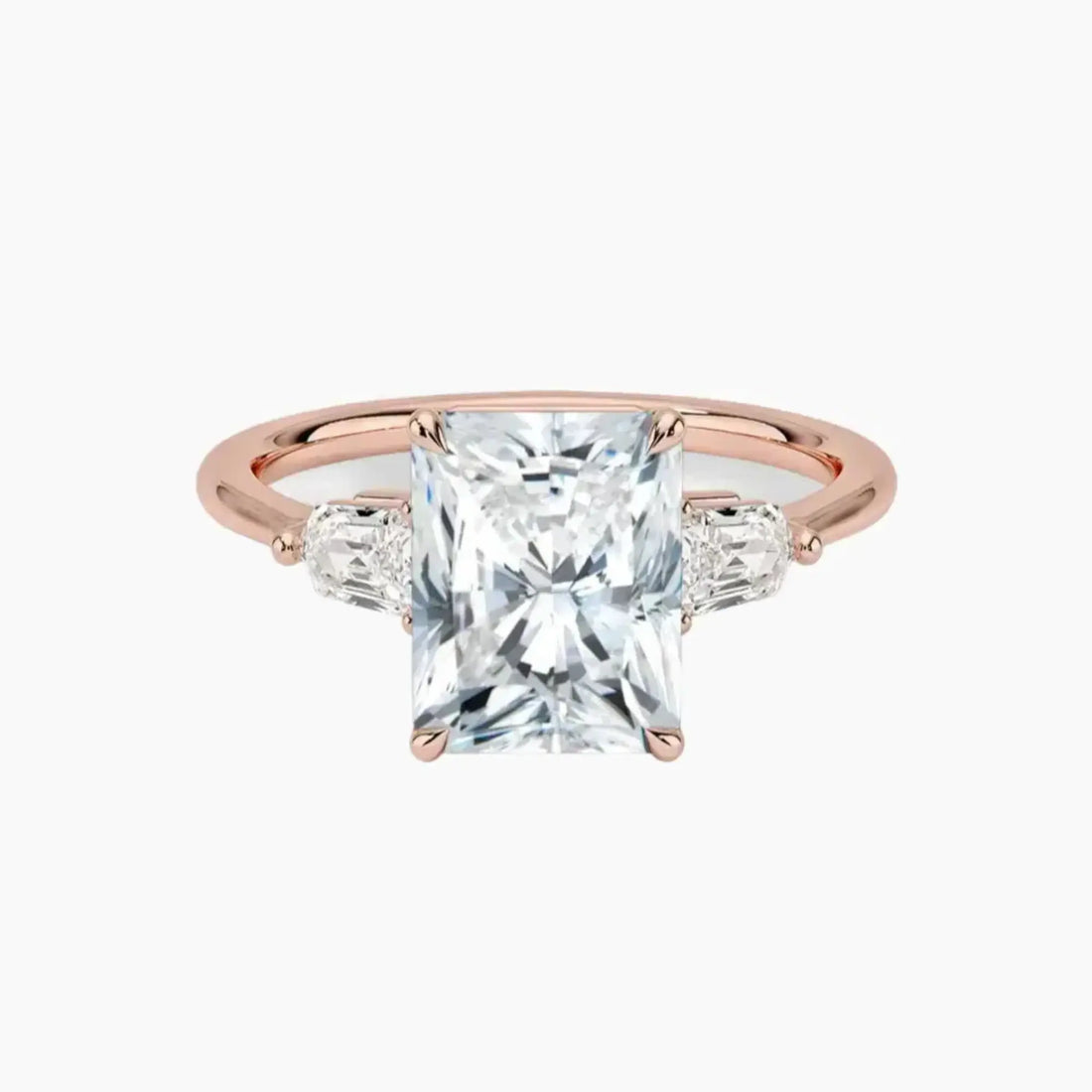 Thalassa Radiant Three Stone 3 Carat Lab Grown Diamond Engagement Ring in 14K White Gold