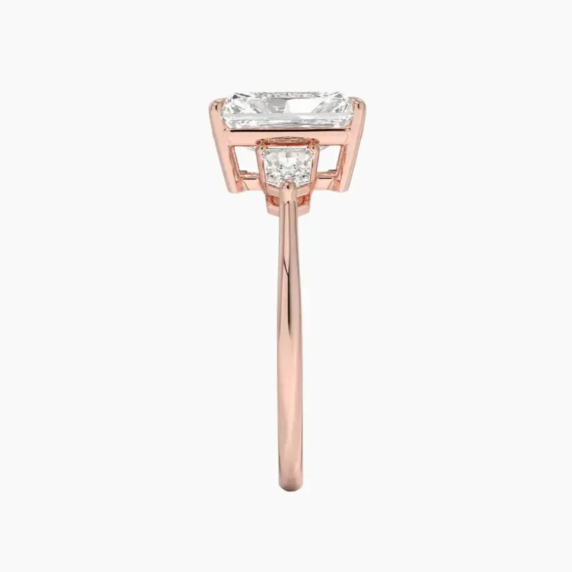 Thalassa Radiant Three Stone 2 Carat Lab Grown Diamond Engagement Ring in 14K Rose Gold