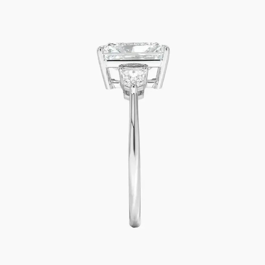 Thalassa Radiant Three Stone 3 Carat Lab Grown Diamond Engagement Ring in 18K White Gold