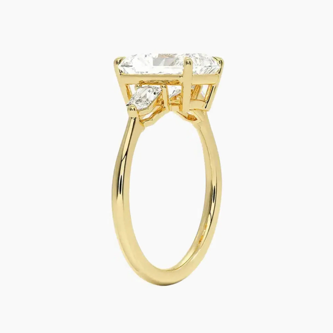 Thalassa Radiant Three Stone Diamond Ring Setting in 18K Rose Gold