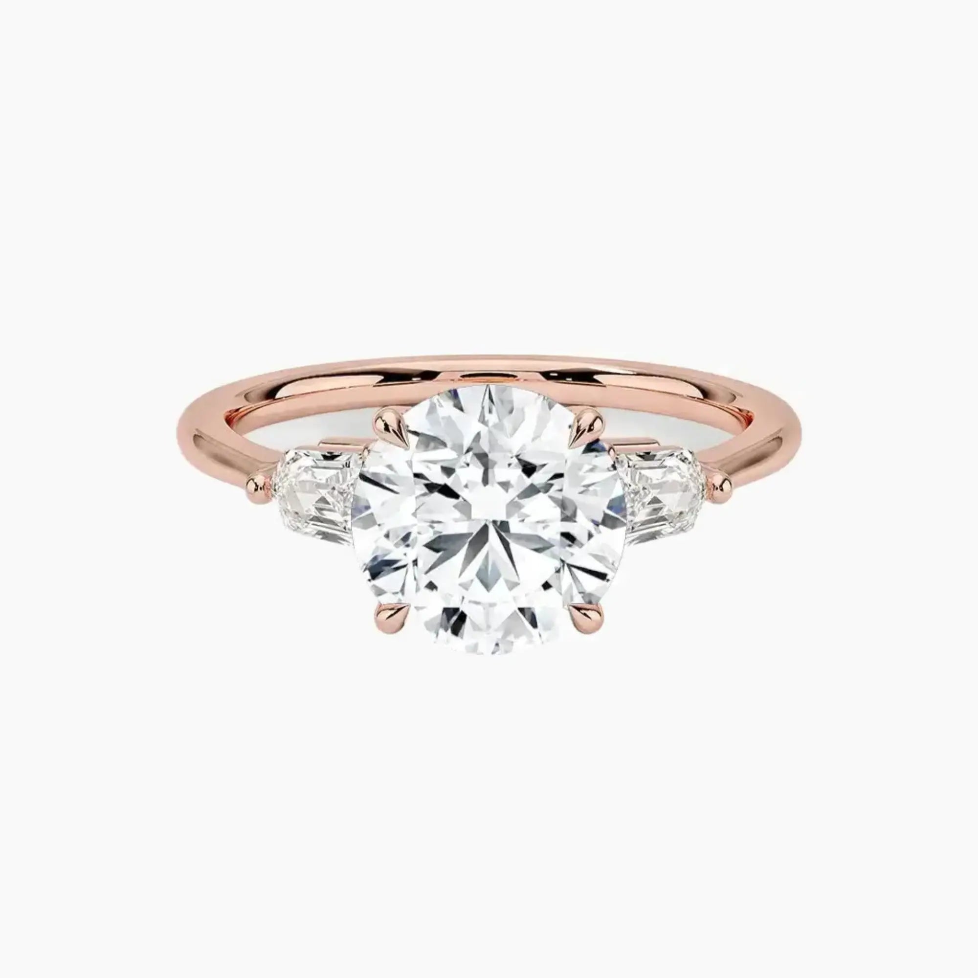 Thalassa Round Three Stone 3 Carat Lab Grown Diamond Engagement Ring in 18K White Gold