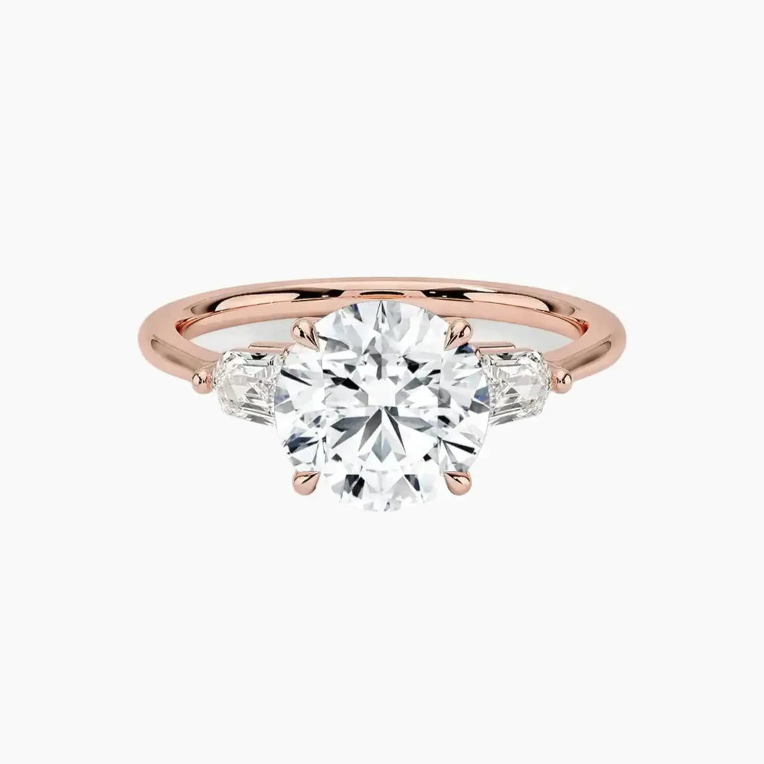 Thalassa Round Three Stone Diamond Ring Setting in 14K Yellow Gold