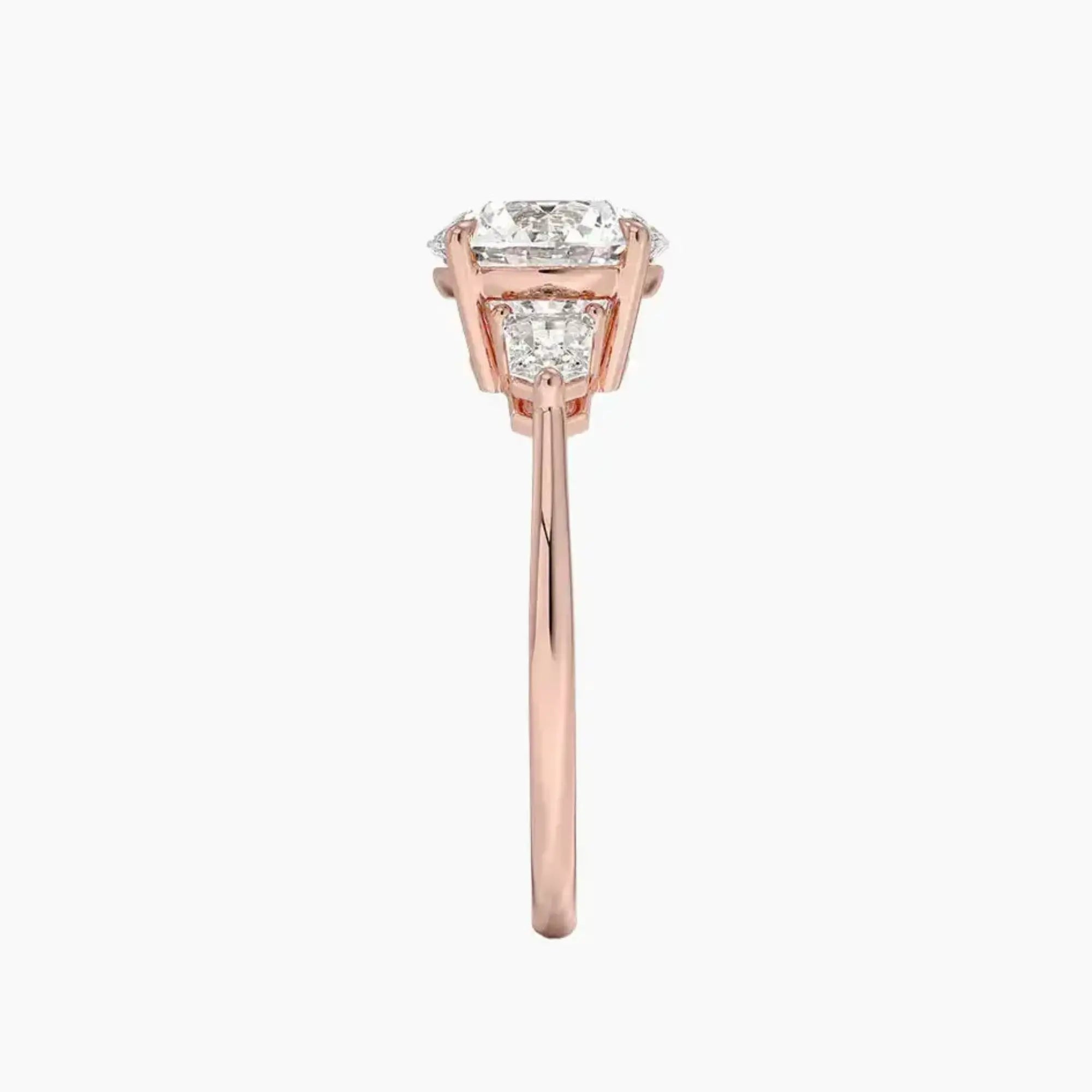 Thalassa Round Three Stone Diamond Ring Setting in 18K Rose Gold