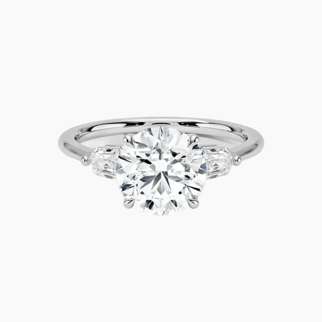 Thalassa Round Three Stone Diamond Ring Setting in 14K White Gold