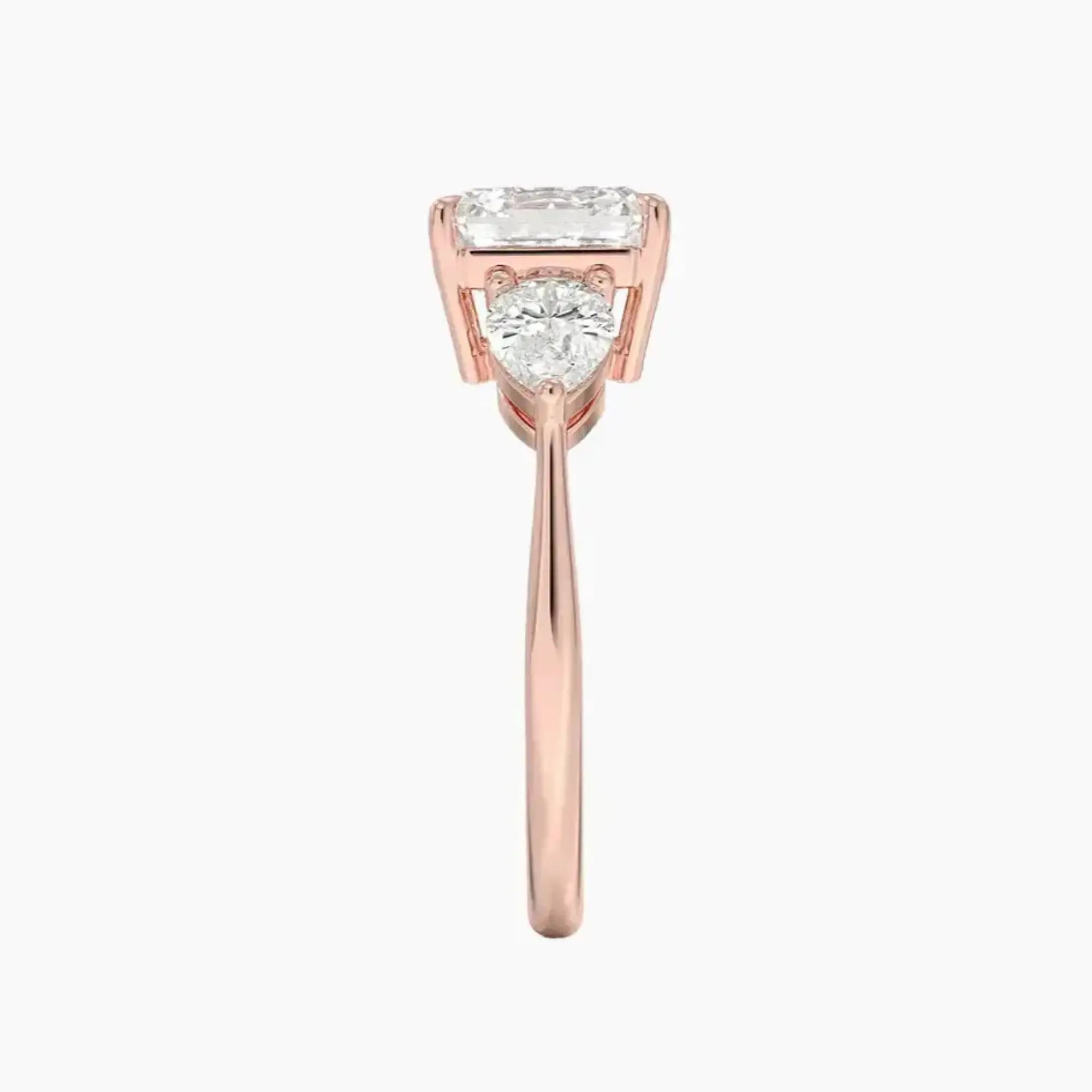 Calliope Asscher Three Stone Diamond Ring Setting in 18K Yellow Gold