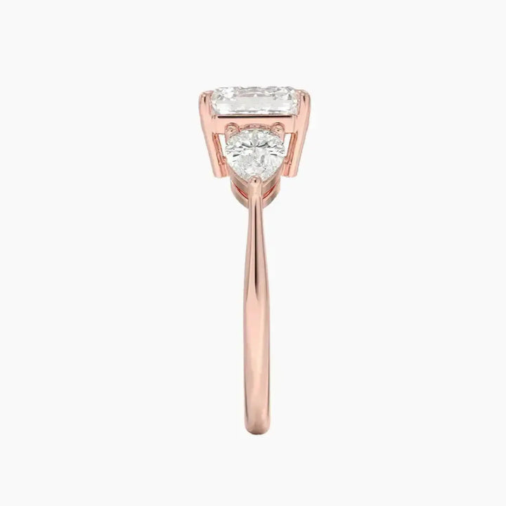 Calliope Asscher Three Stone 1.5 Carat Lab Grown Diamond Engagement Ring in 14K Yellow Gold
