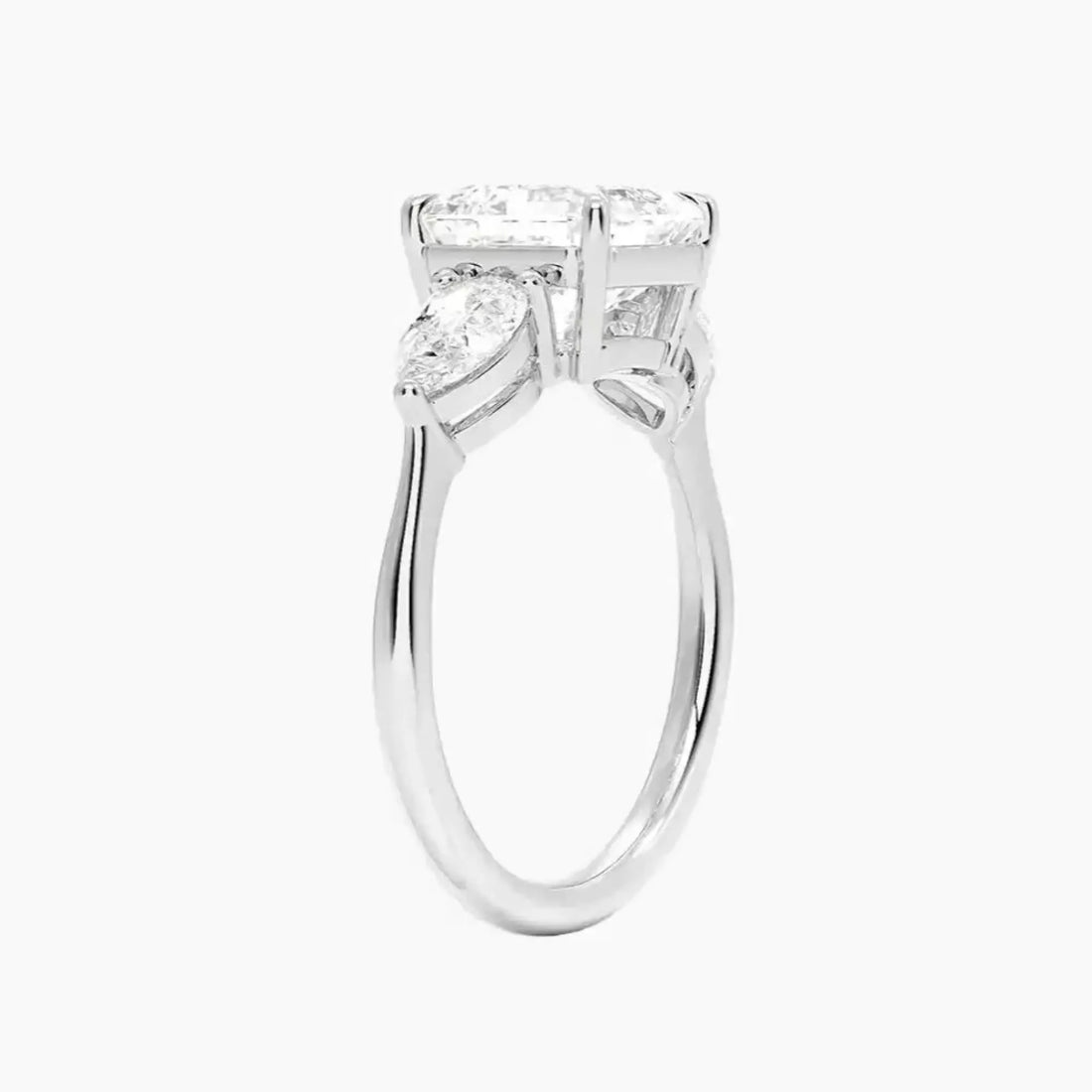 Calliope Asscher Three Stone 2.5 Carat Lab Grown Diamond Engagement Ring in 18K Yellow Gold