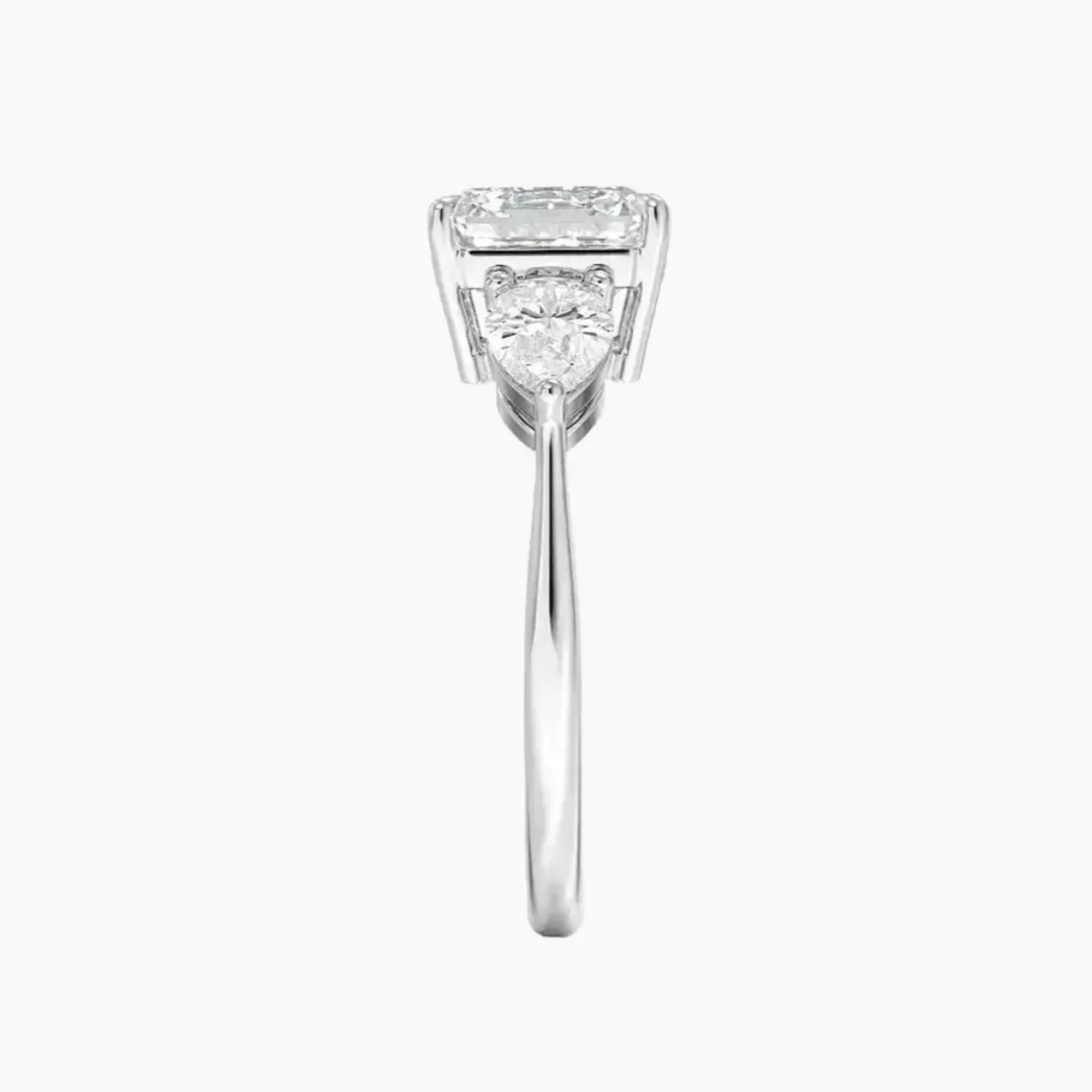 Calliope Asscher Three Stone 1.5 Carat Lab Grown Diamond Engagement Ring in 14K Rose Gold