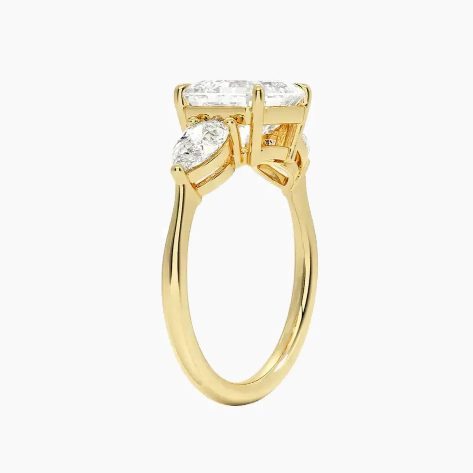 Calliope Asscher Three Stone Diamond Ring Setting in 14K Rose Gold