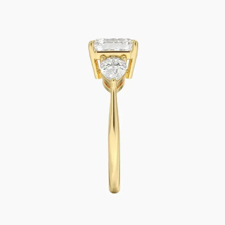 Calliope Asscher Three Stone 2 Carat Lab Grown Diamond Engagement Ring in 14K Rose Gold