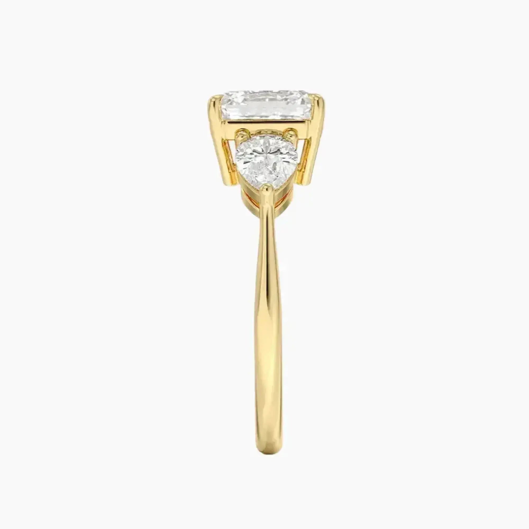 Calliope Asscher Three Stone 1.5 Carat Lab Grown Diamond Engagement Ring in 14K White Gold