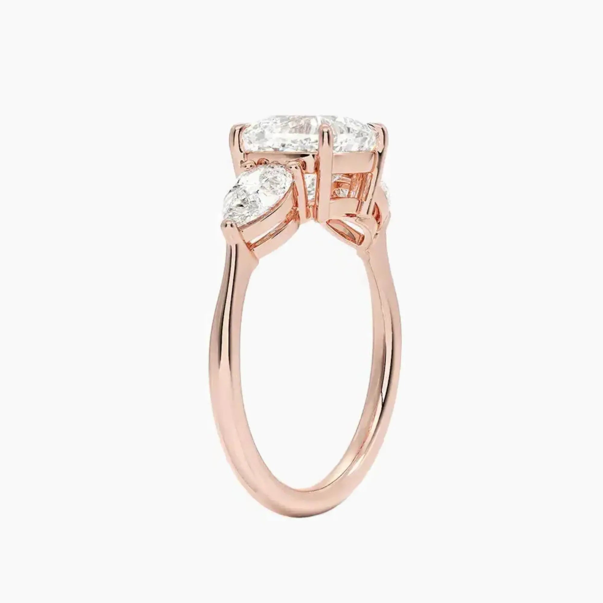 Calliope Cushion Three Stone 1 Carat Lab Grown Diamond Engagement Ring in 14K Rose Gold