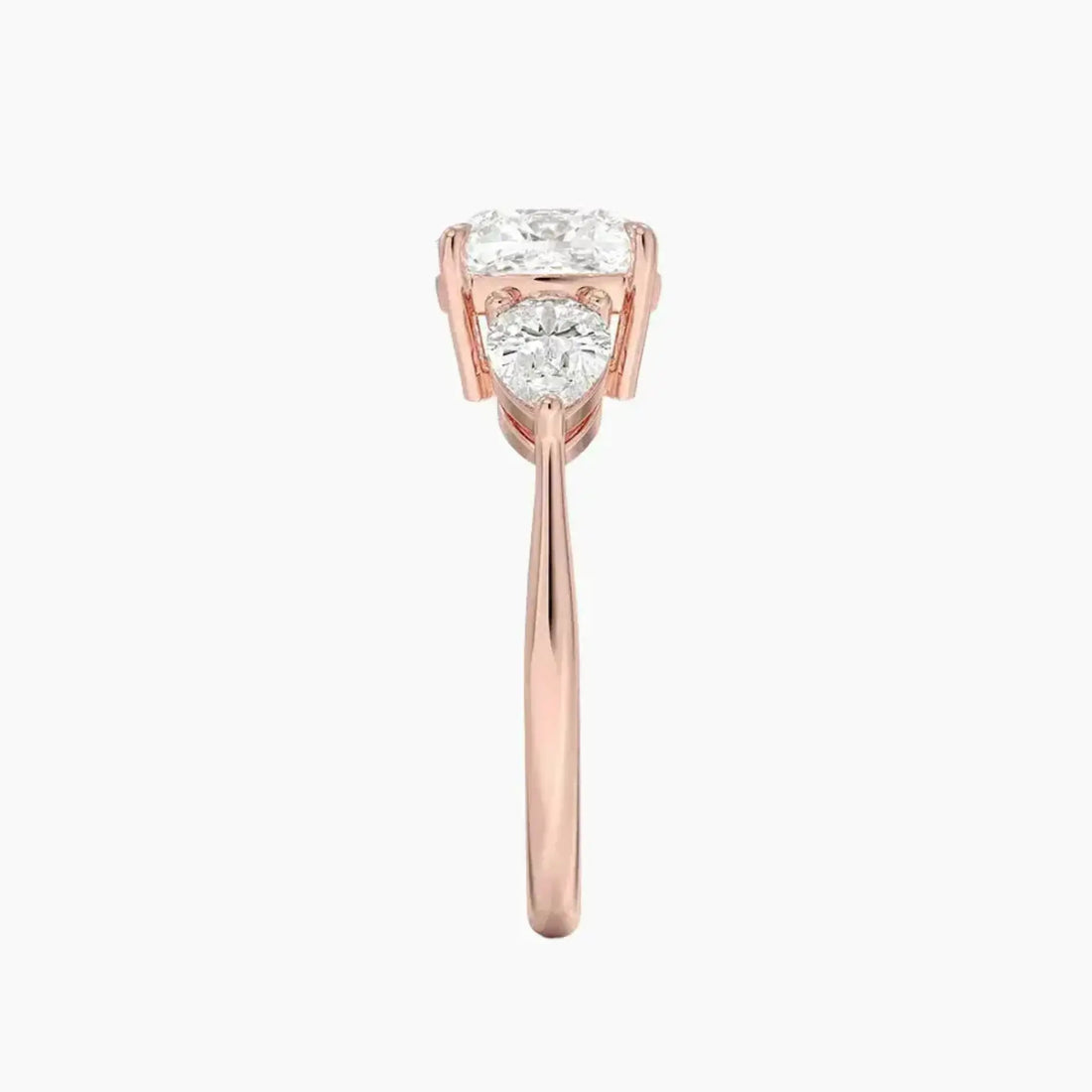 Calliope Cushion Three Stone 1 Carat Lab Grown Diamond Engagement Ring in 18K Rose Gold