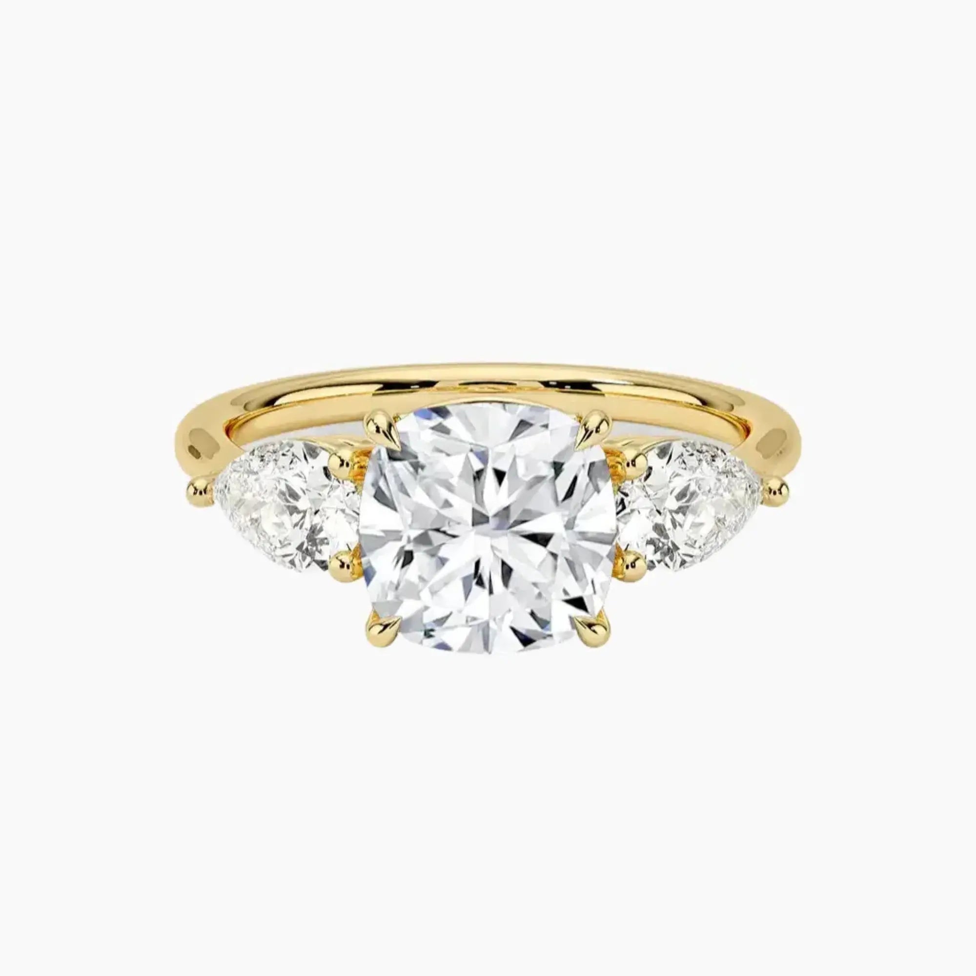 Calliope Cushion Three Stone 3 Carat Lab Grown Diamond Engagement Ring in 18K Rose Gold