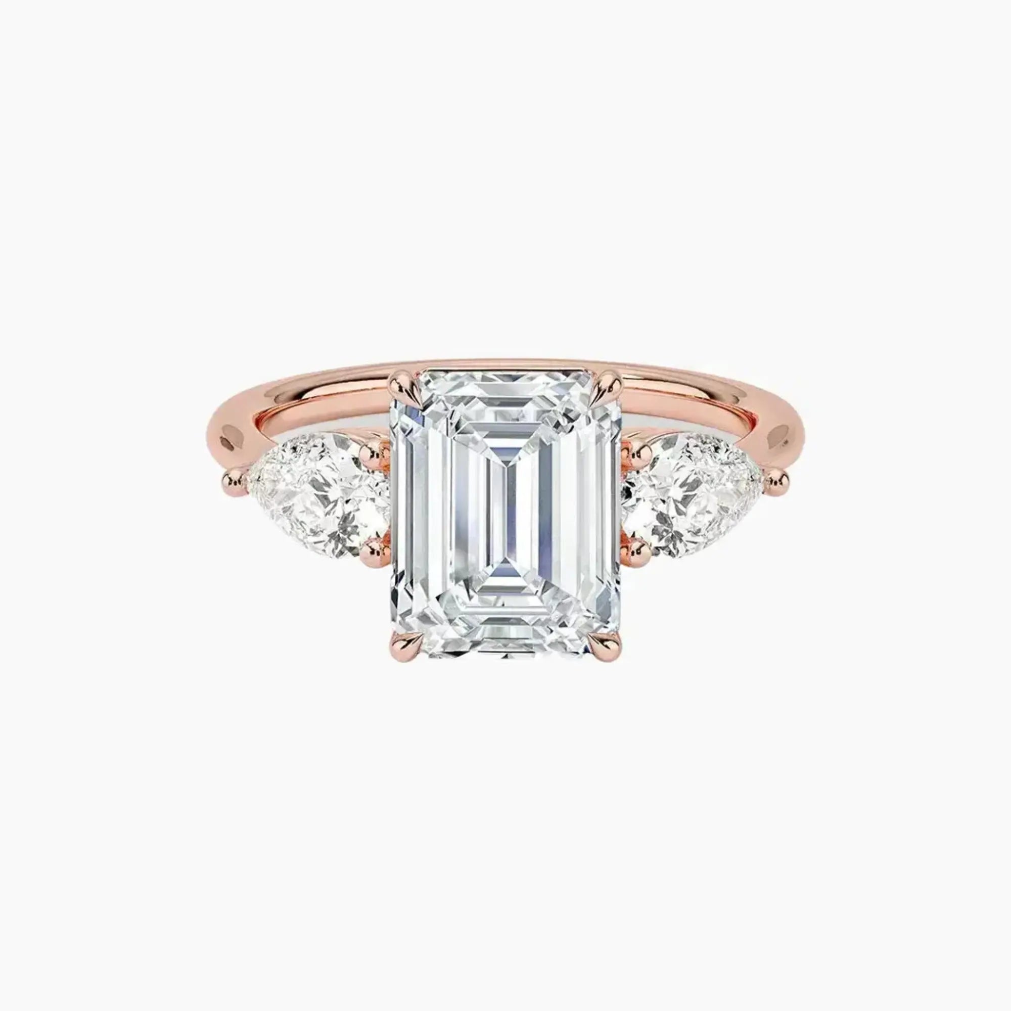 Calliope Emerald Three Stone 3 Carat Lab Grown Diamond Engagement Ring in 18K White Gold