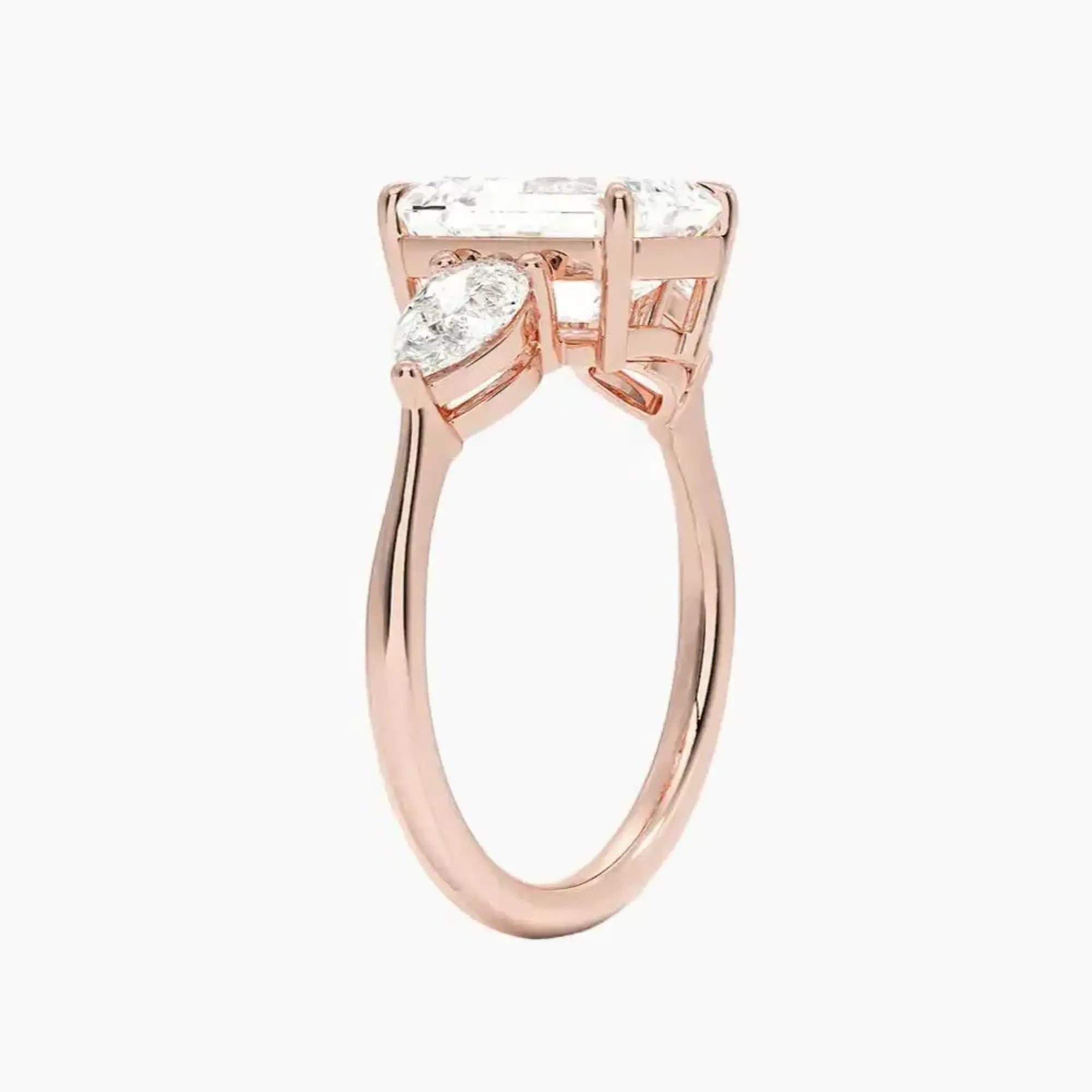 Calliope Emerald Three Stone Diamond Ring Setting in 14K White Gold