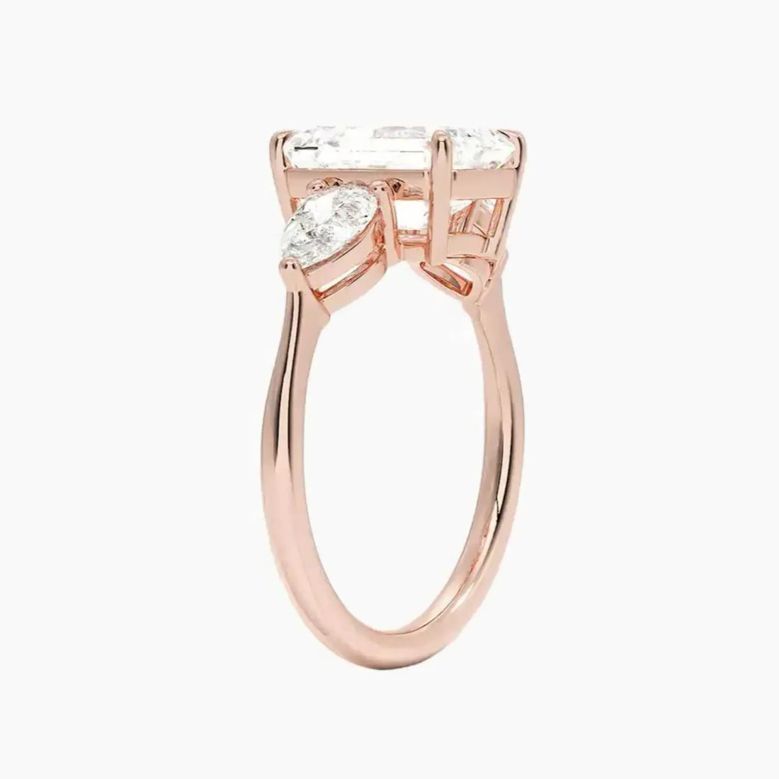 Calliope Emerald Three Stone 2 Carat Lab Grown Diamond Engagement Ring in 18K Yellow Gold
