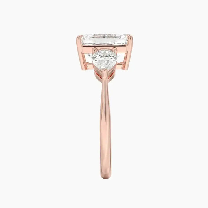 Calliope Emerald Three Stone 2 Carat Lab Grown Diamond Engagement Ring in 18K Yellow Gold