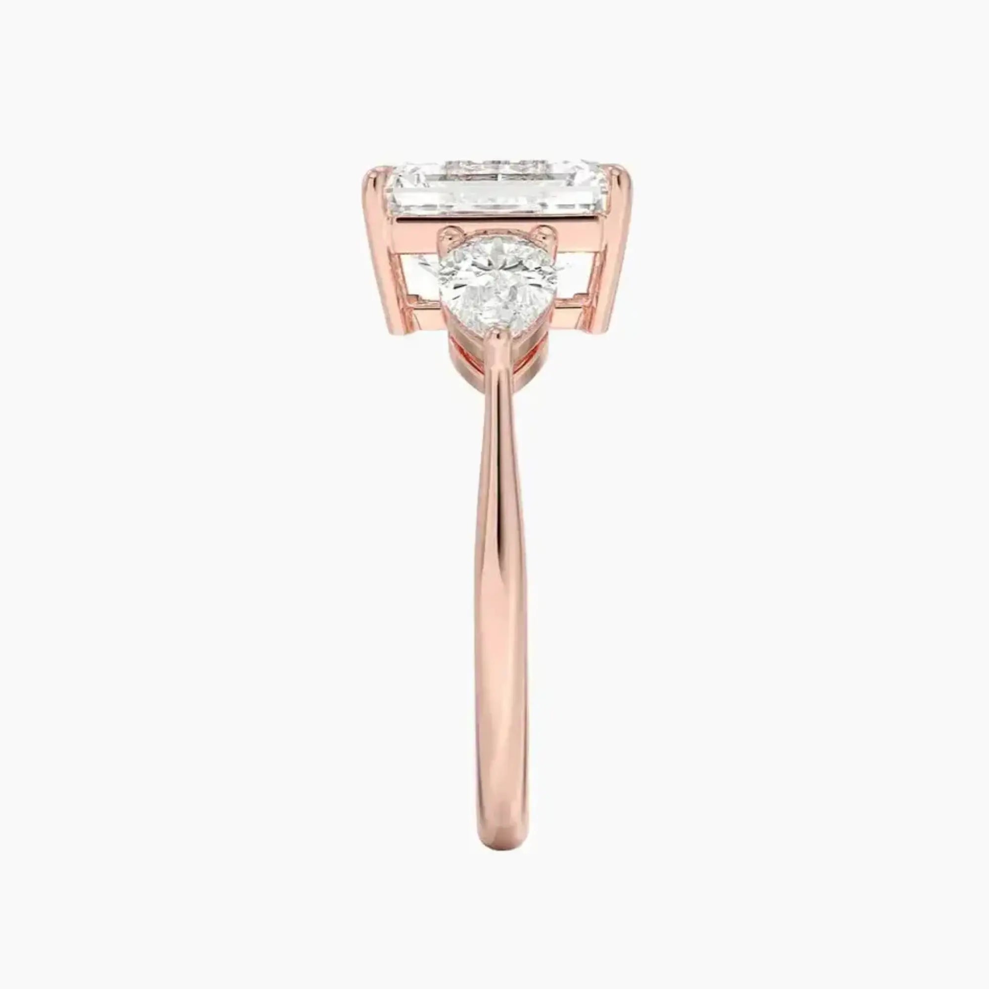 Calliope Emerald Three Stone 1 Carat Lab Grown Diamond Engagement Ring in 18K Yellow Gold