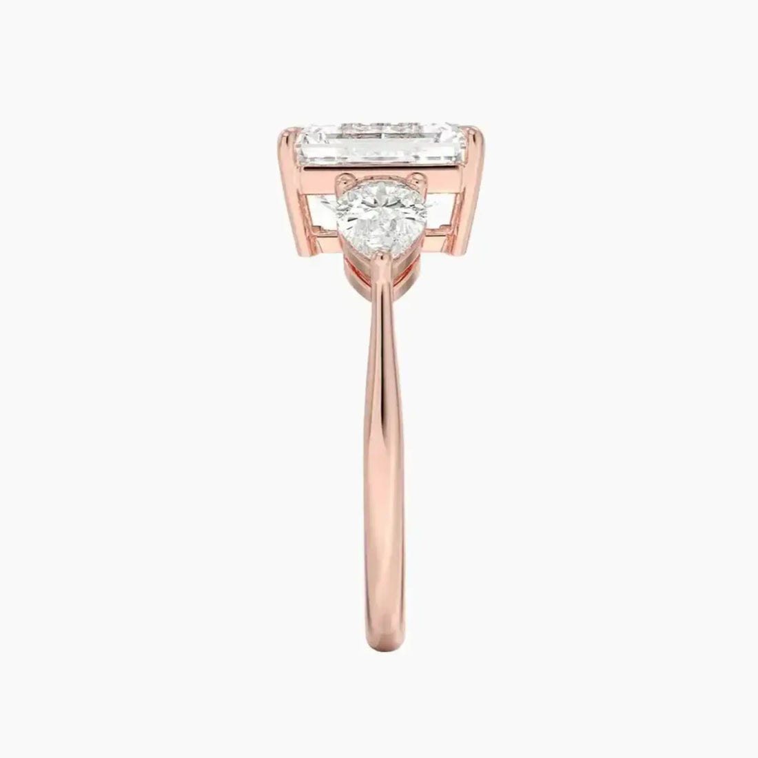 Calliope Emerald Three Stone 3 Carat Lab Grown Diamond Engagement Ring in 18K Rose Gold