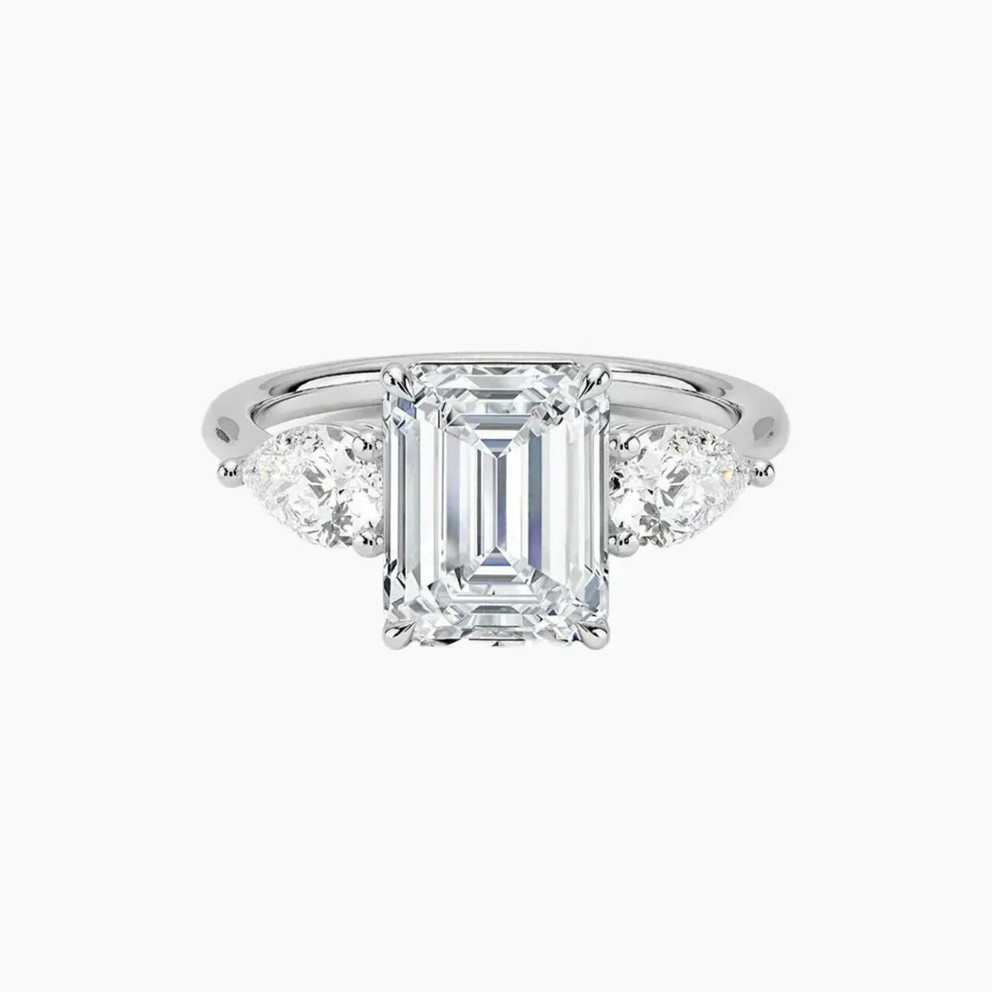 Calliope Emerald Three Stone 1 Carat Lab Grown Diamond Engagement Ring in 14K Rose Gold