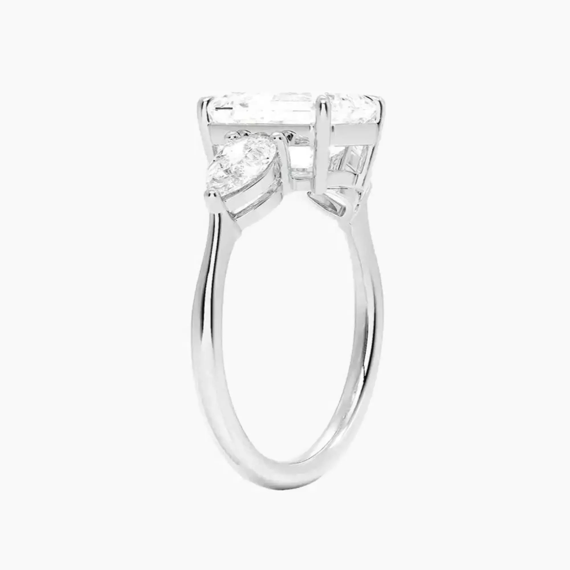 Calliope Emerald Three Stone 2.5 Carat Lab Grown Diamond Engagement Ring in 18K Yellow Gold