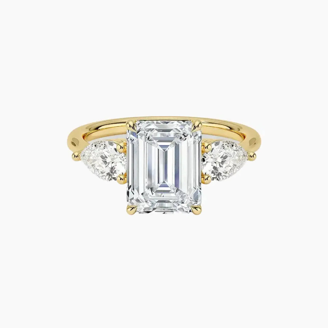 Calliope Emerald Three Stone 1 Carat Lab Grown Diamond Engagement Ring in 14K White Gold