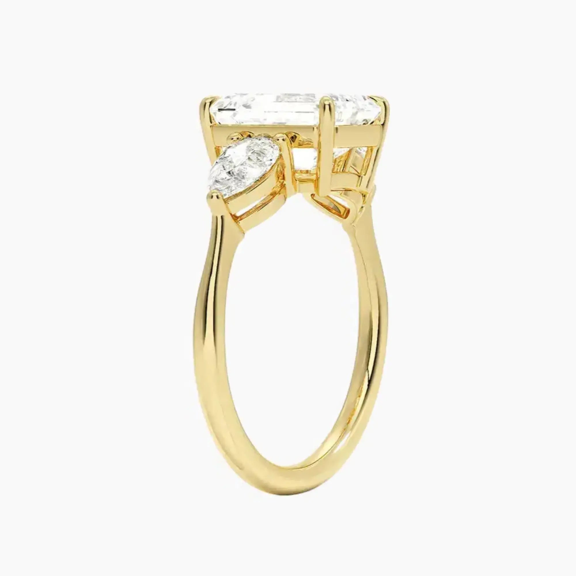 Calliope Emerald Three Stone 3 Carat Lab Grown Diamond Engagement Ring in 14K White Gold