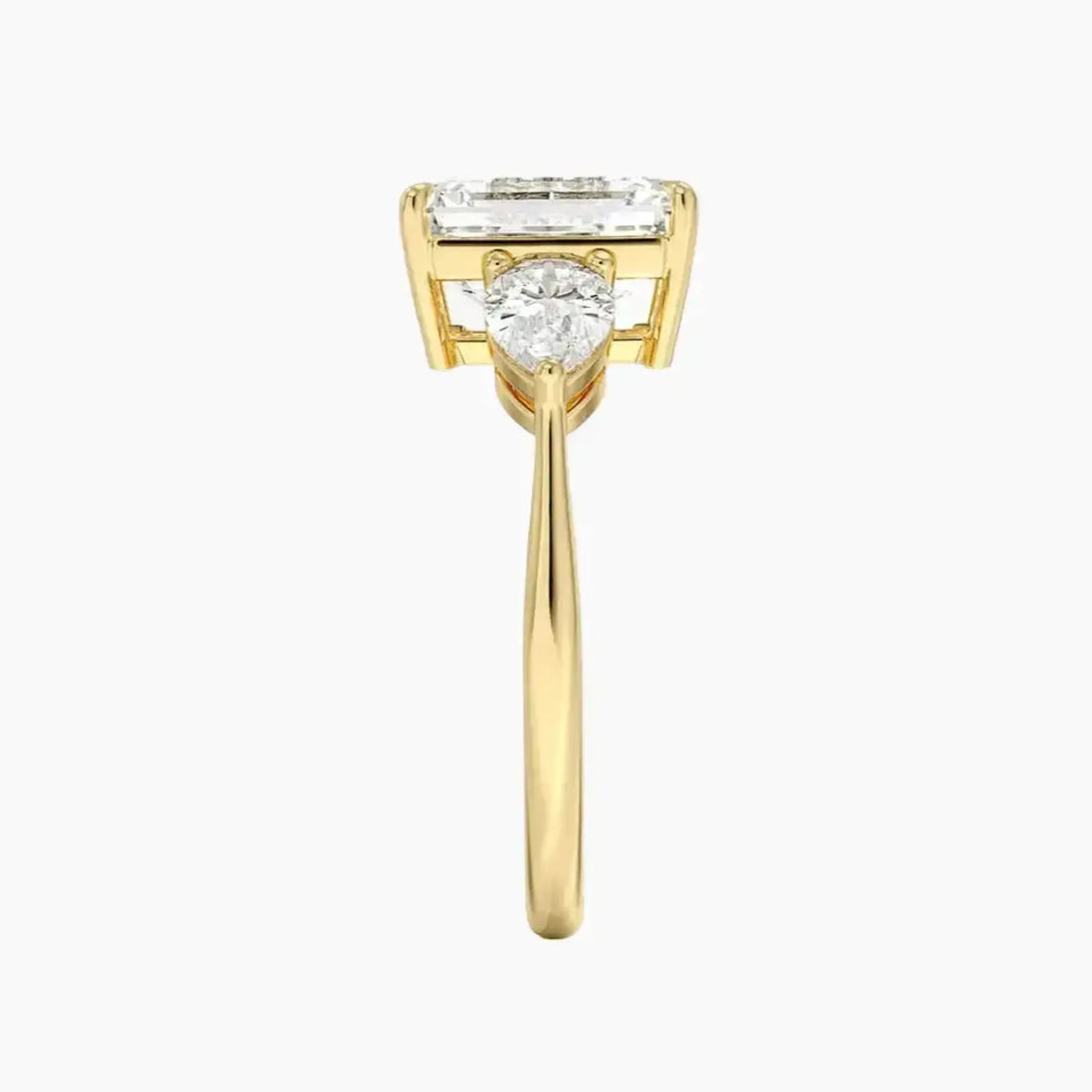 Calliope Emerald Three Stone 1 Carat Lab Grown Diamond Engagement Ring in 14K Rose Gold