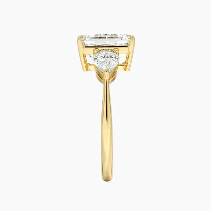 Calliope Emerald Three Stone 1 Carat Lab Grown Diamond Engagement Ring in 14K Rose Gold