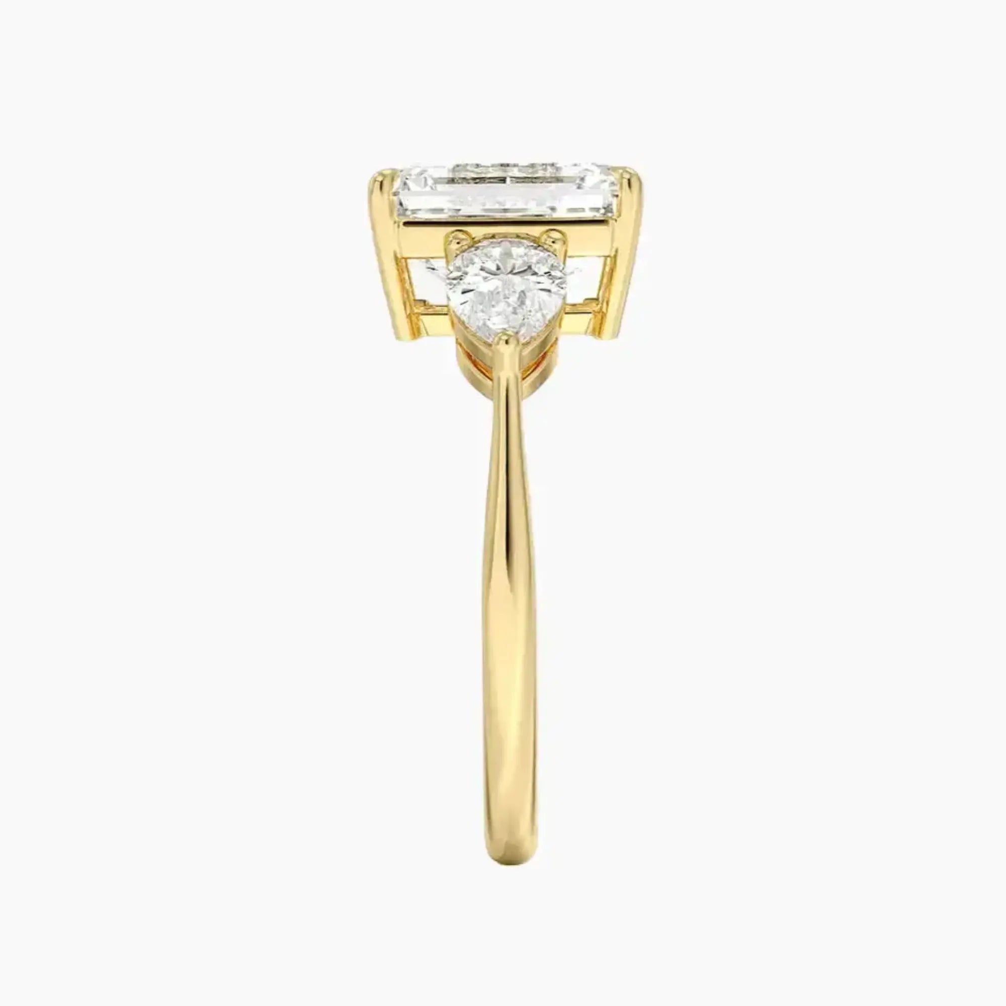 Calliope Emerald Three Stone 2.5 Carat Lab Grown Diamond Engagement Ring in 14K White Gold