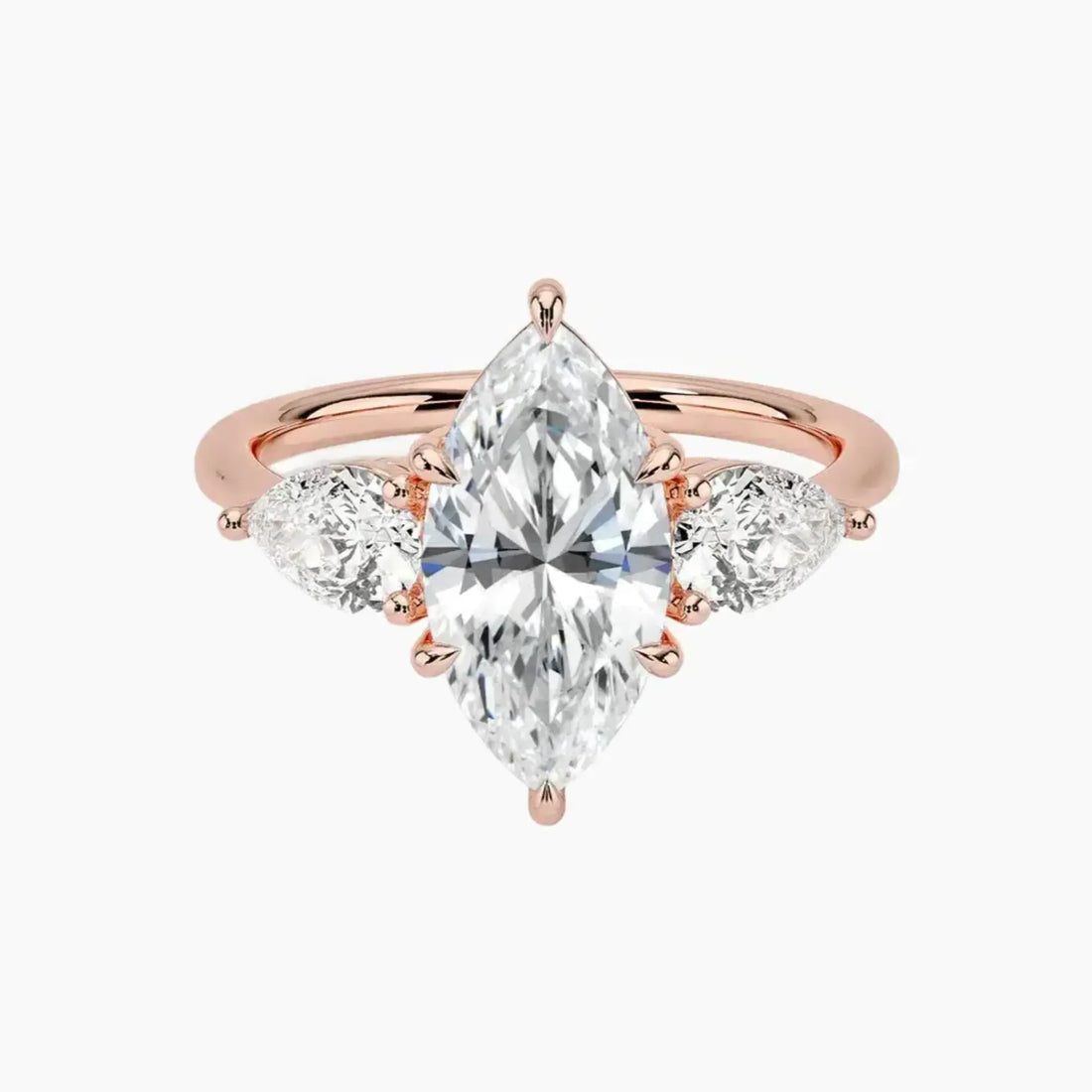 Calliope Marquise Three Stone 2 Carat Lab Grown Diamond Engagement Ring in 14K Yellow Gold