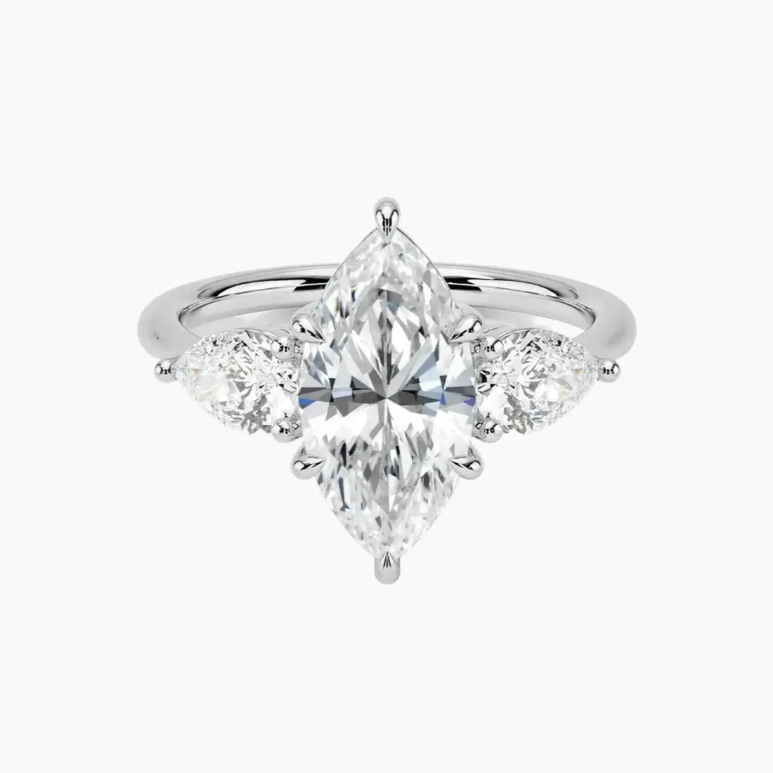 Calliope Marquise Three Stone Diamond Ring Setting in 18K Rose Gold