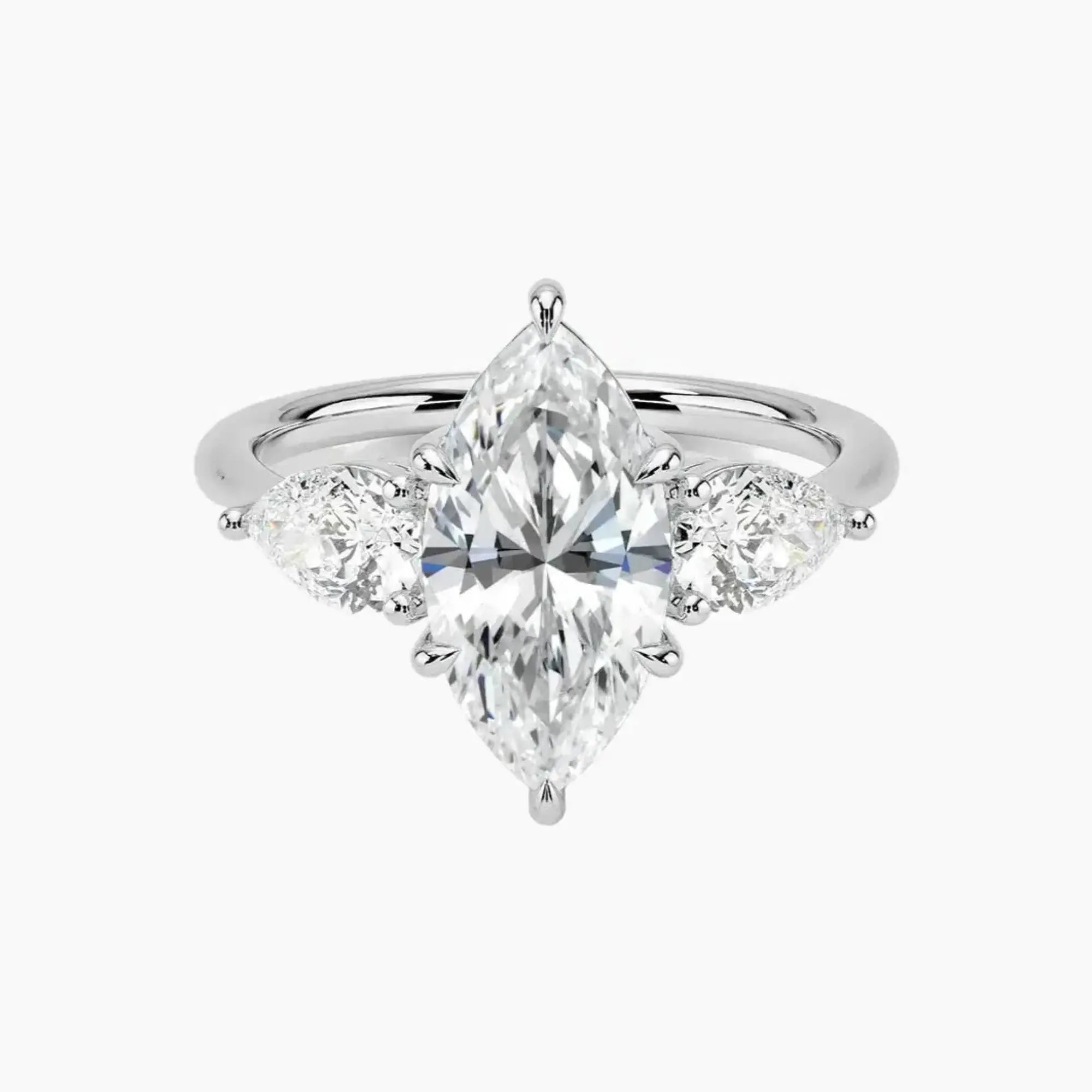 Calliope Marquise Three Stone 2.5 Carat Lab Grown Diamond Engagement Ring in 18K Yellow Gold