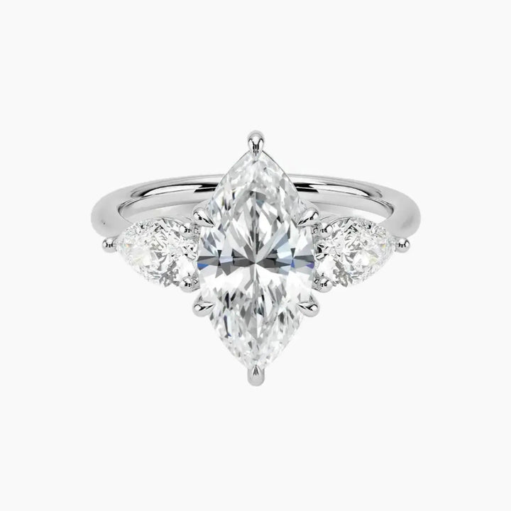 Calliope Marquise Three Stone 1 Carat Lab Grown Diamond Engagement Ring in 18K White Gold