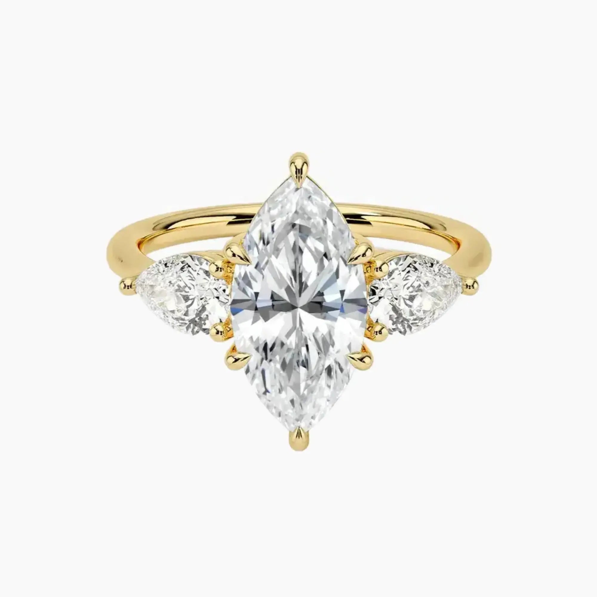 Calliope Marquise Three Stone Diamond Ring Setting in 14K Rose Gold